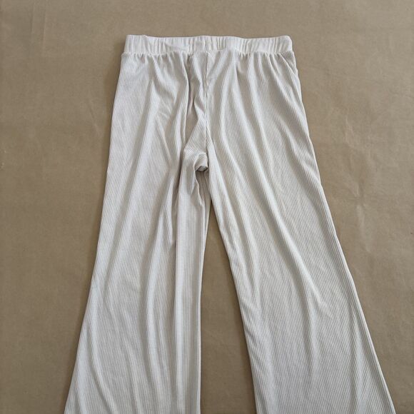 Rachel Parcell Lounge Pants Small Ivory Ribbed Wide Leg comfy aesthetic - Picture 7 of 8